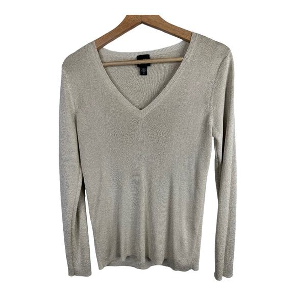 Eileen Fisher Womens size XS Shimmer Gold Lightweight V Neck Pullover Sweater - Picture 1 of 11